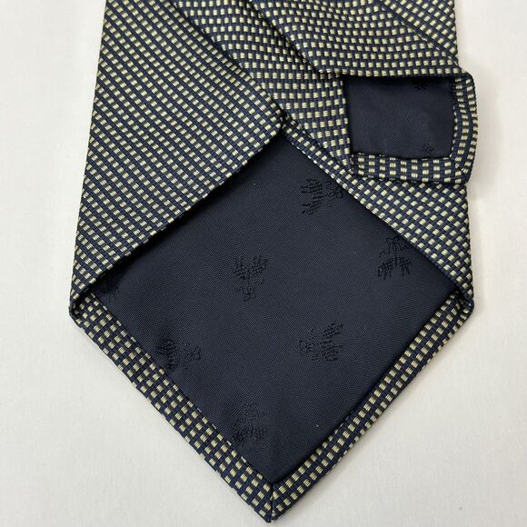 Brooks Brothers Makers Neck Tie All Silk Made in USA Navy w/Gold Geometric CLEAN - Picture 3 of 9